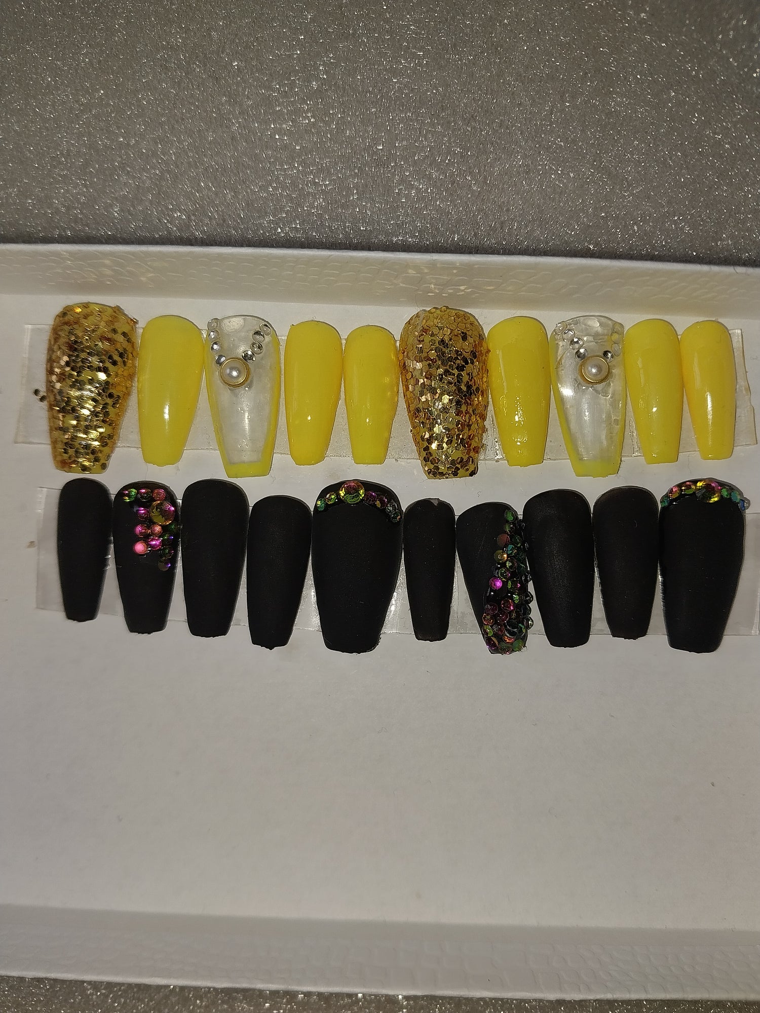 lemonade nails and rainbow quartz nails