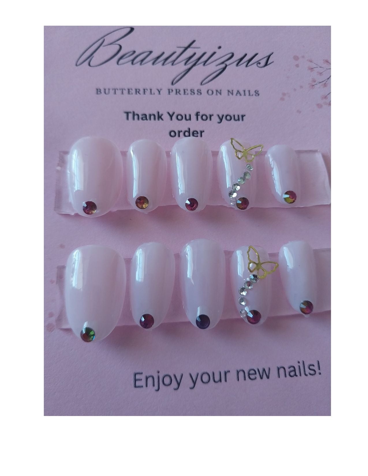 pink buttefly nail set