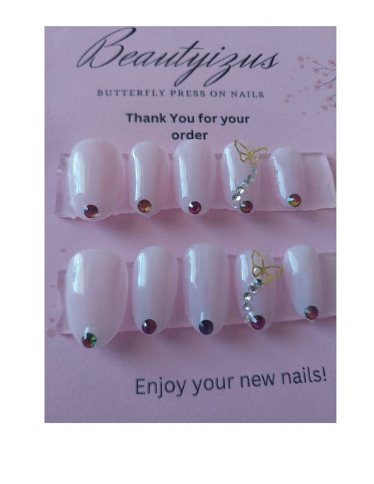 pink Butterfly nails set
