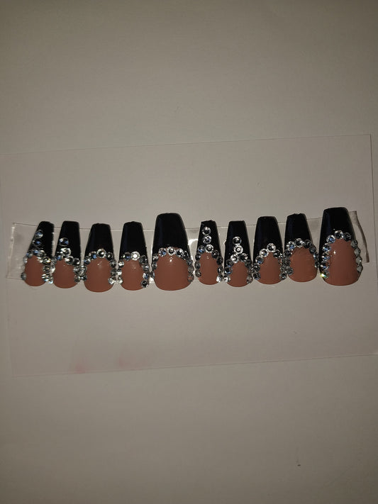 Black french nails set