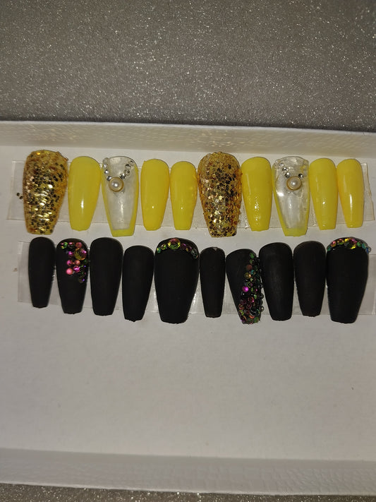 Lemonade nails set and rainbow quartz crystal nail set ✨️